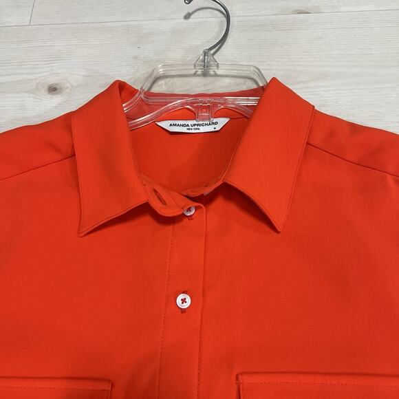 Amanda Uprichard Shirt Dress Orange Sleeveless Size M Knee Length Old Money - Picture 4 of 12